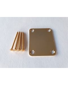 Guitar 4 - bolt neck plate gold 2-1/2" x 2" + screws