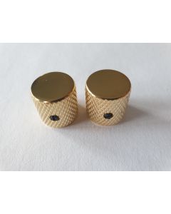 Tele & bass flat metal barrel knobs gold set of 2 metric