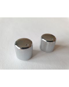 (2) Tele & bass guitar metal chrome push fit dome knobs with pointer