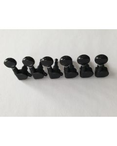 Guitar 6 in line standard tuners black round buttons 77-BL