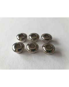 (6) Tuner conversion bushings nickel to mount vintage style tuners in 10mm headstock holes