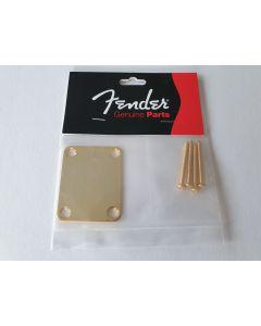 Genuine fender guitar neck plate gold + screws 099-1447-200