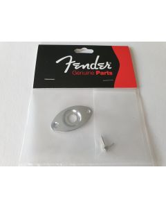 Fender recessed Jack ferrule football chrome + screws 005-0100-049
