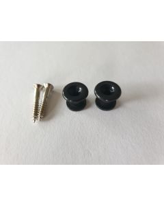 Guitar strap buttons set + screws plastic black