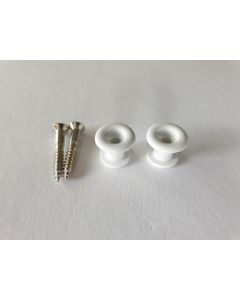 Guitar strap buttons set + screws plastic white