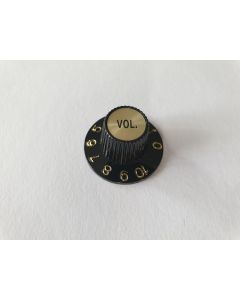 (1) Metric size witch hat knob black gold insert volume KG-260-V