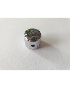 (1) solid metric dome knob chrome with abalone top inlay 