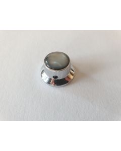 Guitar bell shaped metric size knob chrome with black pearl inlay KCH-263