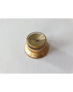 (1) Guitar metric size top hat knob gold with gold insert tone KG-130-T