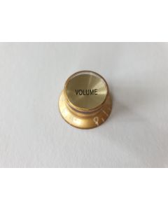 (1) Guitar metric size top hat knob gold with gold insert volume KG-130-V