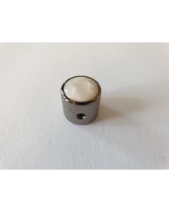 Guitar dome knob black nickel pearl inlay 18mm x 18mm KBN-236