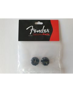 Fender set of 2 USA large skirted bass and mustang guitar black knobs 001-9455-049