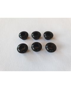 (6) Tuner conversion bushings black to mount vintage style tuners in 10mm headstock holes