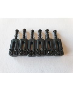 (6) Set guitar roller bridge saddles brushed black S-146-B