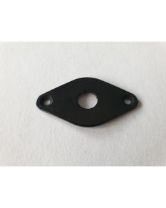 Black finish pointed football jackplate for guitar or bass + screws JP-6-B