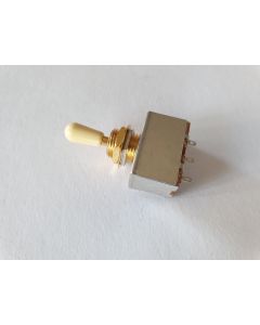 3-way toggle box switch gold with Ivory tip SW-5-GI