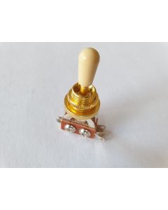 3 way quality guitar toggle switch gold with cream tip