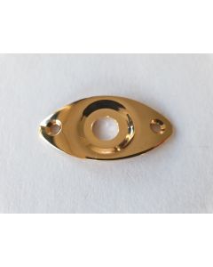 Guitar gold recessed oval football Jack plate + screws JP-7-G