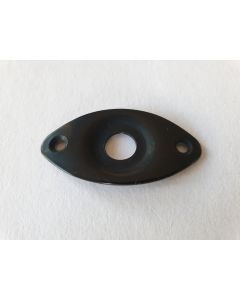 Guitar black recessed oval football Jack plate + screws JP-7-B