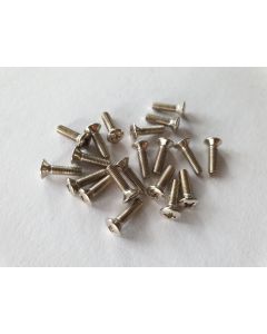 Set of 20 metric size countersunk switch mounting screws chrome diameter 2.8mm