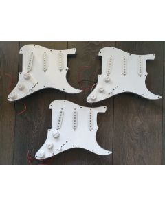 Set of 3 pre wired stratocaster pickguards white