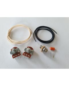 P-bass precision standard wiring kit with Alpha solid shaft pots, cloth wire, Jack, cap
