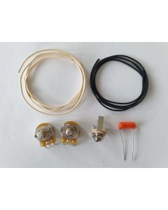 P-bass precision Upgrade wiring kit with CTS solid shaft pots, cloth wire, Switchcraft Jack, Orange drop cap
