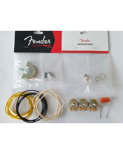 Fender Stratocaster wiring kit with CTS pots, Fender 5 way switch, Fender cloth wire, Fender/switchcraft Jack, orange drop