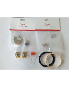 Fender Telecaster wiring kit with CTS 250K pots, Fender 3 way switch, Orange drop cap, Cloth wire, Switchcraft Jack