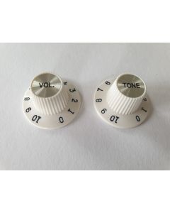 Set of 2 Jazzmaster push fit witch hat volume and tone knobs vintage white fits CTS
