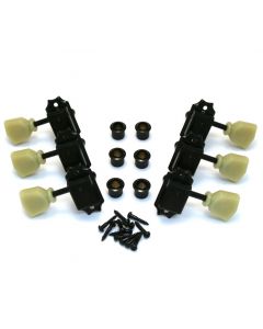 Wilkinson deluxe 3L + 3R tuners set black with aged buttons