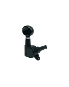 Guitar 6 in line standard tuners black round buttons 77-BL