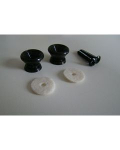 Vintage strap holders / buttons set black for guitar and bass 