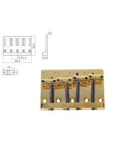 Boston solid bass bridge gold + screws BB-204-G