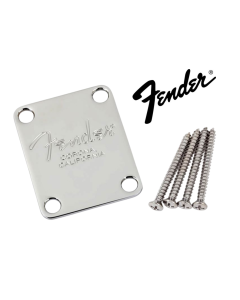 Fender corona logo guitar and bass neck plate chrome 099-1446-100