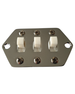 Jaguar guitar slide switch plate kit chrome + 3x white switches
