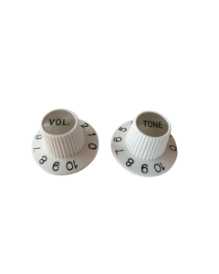 Set of 2 Jazzmaster push fit witch hat volume and tone knobs white fits CTS