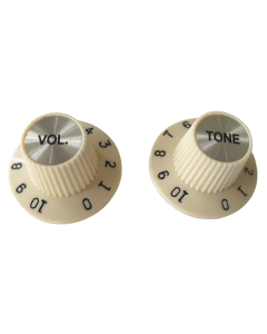Set of 2 Jazzmaster push fit witch hat volume and tone knobs Ivory fits CTS