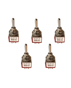 Set of 5 Mini switches 3 way ON OFF ON 6 pole with a round bat