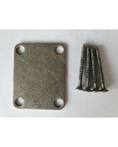 Guitar 4 bolt neck plate antique relic silver chrome
