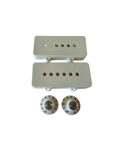Jazzmaster covers and witch hat knobs set vintage white (parchment)