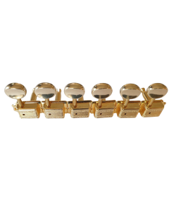 Wilkinson deluxe vintage 6 in line logo tuners set gold 162-GL
