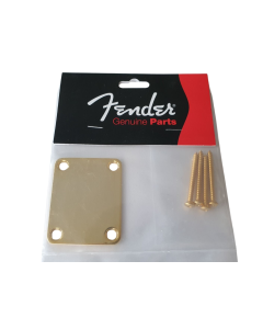 Genuine fender guitar neck plate gold + screws 099-1447-200
